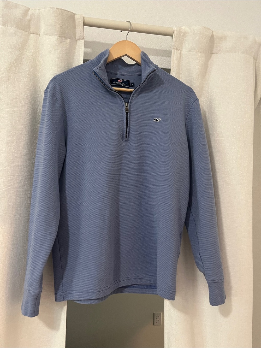 Vineyard Vines Men's Quarter Zip Sweater - Light Blue